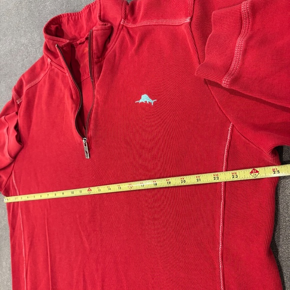 Tommy Bahama Classic Red 1/4 Zip with Light Blue Embroidered Logo - Picture 4 of 6